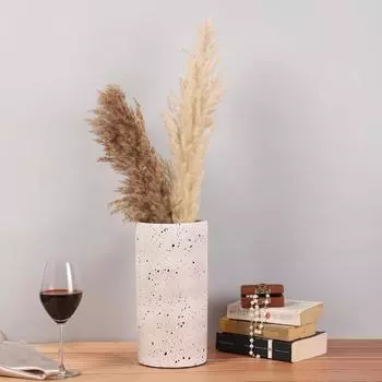 Традиционная терракотовая круглая настольная ваза 11 дюймов - Декоративные белые цветочные вазы для гостиной, офиса, книжной полки, украшения
