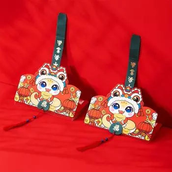 Традиционные новогодние счастливые конверты благословение денежная упаковка сумка красный пакет детский подарок 6 Slots