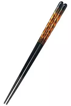 Традиционные палочки для еды, изготовленные японскими мастерами с большой заботой 23 см. Черное натуральное дерево, лак MR. Великолепные золотистые палочки для еды. Сочетание