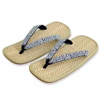 Традиционные сандалии гэта, сделанные вручную мастерами [Yamato Kobo], плетеные из панамской ткани с узором Сэйгайха, сделано в Японии, верх, ремешки, (L размер)