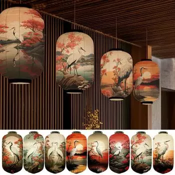 Традиционный бумажный фонарь в японском стиле Укиё-э Печатный фонарь в виде журавлика Декор для паба в ресторане Izakaya Рекламный знак Декор для вечеринки 20x35cm