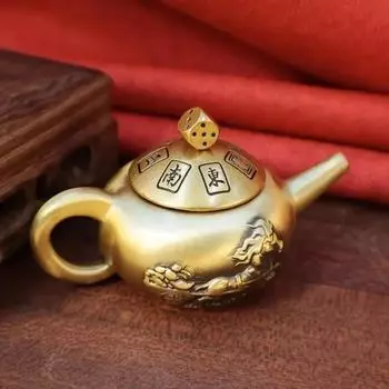 Традиционный чайник для заваривания чая, миниатюрный, креативный, подарочная скульптура для чайника, латунный чайник, декор для комнаты Style 2