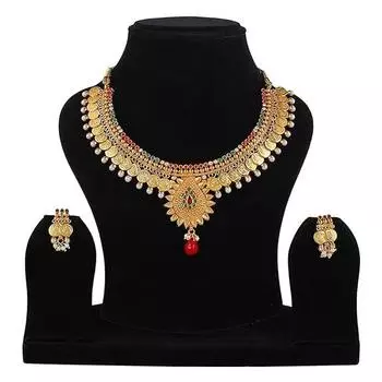 Традиционный комплект ожерелья с монетами храма/комплект украшений с серьгами для женщин