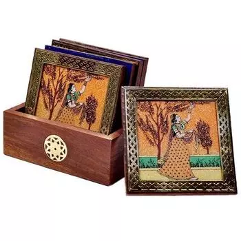 Традиционный набор подставок для чая/кофе с росписью драгоценными камнями - Домашний декор, изделия ручной работы