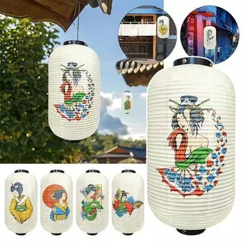 Традиционный японский фонарь с узором «Гейша» Красивый стиль Укиё-э Бумажная кухня Ресторан Изакая Домашний декор для праздника и вечеринки 15x28cm