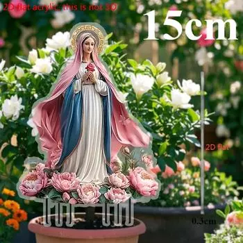 Традиционный стиль Дева Мария, 2D плоский акрил, украшение для патио, подходит для садов, газонов, горшечных растений, Рождества, Хэллоуина 15cm