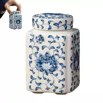 Traditional Chinese Ceramic Tea Pot Reusable Pantry Organization Cookies Tea Coffee Beans