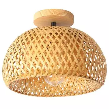 Traditional Farmhouse Retro Design Woven Ceiling Bamboo Woven Rattan Art Ceiling Light Hallway Light Decoration Chandelier no bulb