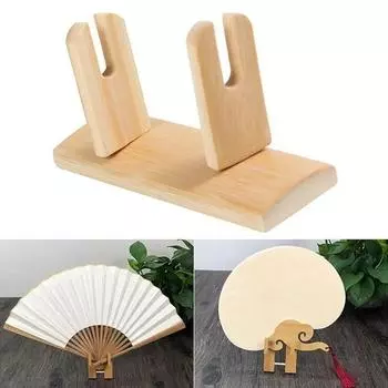 Traditional Folding Hand Fan Stand Durable Bamboo Frame Desktop Decoration Bamboo