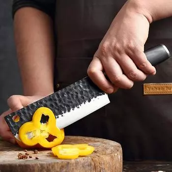Traditional Handmade Forged Kitchen Knife Hammer Stainless Steel Chef s Chopper Cooking Knives Nakiri Meat Slicer Butcher Knife