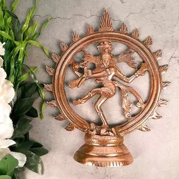 Traditional Natraj Statue | Dancing Sculpture of Lord Shiva for Home & OfficeDcor,Grah Pravesh (Metal - Alloy | Color - Copper Shade )