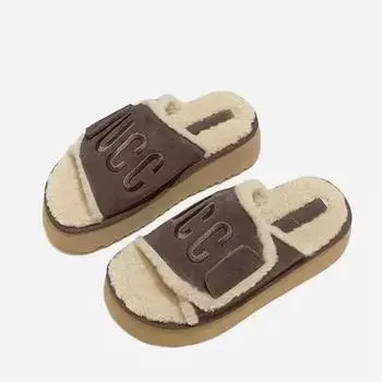 TRAF Women’s Vintage Plush Thick Bottom Slippers Fashion French Letter Soft Bottom Slippers 2024 Autumn Winter Warm Slippers 36