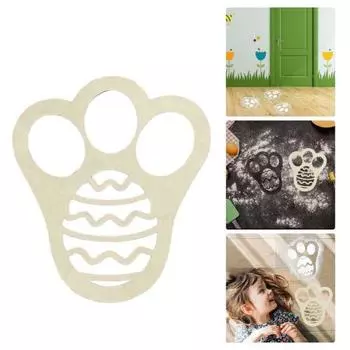 Трафарет для следа пасхального кролика, полое яйцо, многоразовый прочный деревянный шаблон для украшения пола в помещении и на открытом воздухе, шаблон следа лапы пасхального кролика