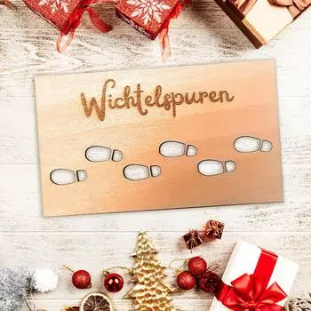 Трафарет гнома следы Рождественский шаблон пола Деревянный знак Деревянный трафарет следа гнома для настенной оконной напольной живописи