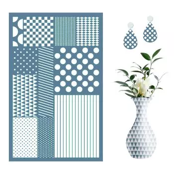 Трафарет PAVIKE Многоразовый трафарет для шелкографии Многоразовый трафарет для шелкографии Несколько узоров Трафарет для шелкографии для глиняной печати Печать узоров