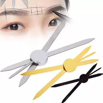 Трафаретная линейка для бровей из нержавеющей стали, линейка для макияжа бровей, трехточечная линейка для измерения и татуажа бровей чёрный