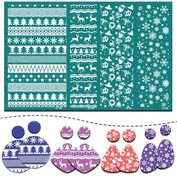 Трафареты для шелкографии на рождественскую тематику. Трафареты для переноса изображений в виде оленей и деревьев. Многоразовые трафаретные трафареты для сережек. 168