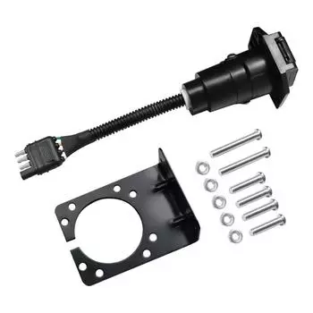 Trailer Plug Adapter 4 Pin To 7 Pin Copper Core Trailer Connector With Stand Easy Installation Waterproof Multifunctional GERMANY