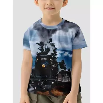 Train Children Top Shirts Детская футболка Футболка для мальчика Одежда с коротким рукавом Детские футболки Детская одежда для мальчиков Одежда для мальчиков 100cm