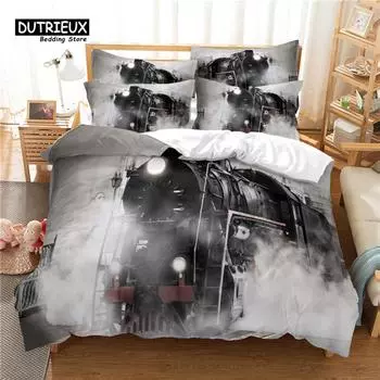 Train Duvet Cover Set, Fashion Bedding Set, Soft Comfortable Breathable Duvet Cover, For Bedroom Guest Room Decor EU single(135x200cm)