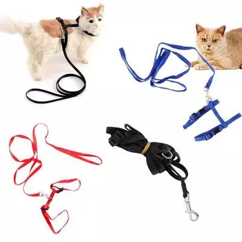 Training Cat Rope Puppy Traction Cat Pet Rope Nylon Harness Adjustable Cat Belt Kitten Collar Rope чёрный