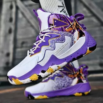 Training shoes leather surface children s high-top basketball shoes ten-year-old boy autumn and winter 12 boys 6 middle and older children 8 sport 36