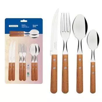 Tramontina 22399/003 Деревянная столовая посуда, набор из 16 предметов, натуральное дерево, сделано в Бразилии, динамичный