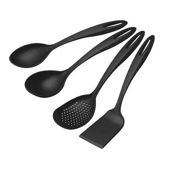 Tramontina Kitchen Tools Set of 4 Ability Black Spatula Ladle Turner Nylon Resin Heat Resistant Dishwasher Safe Made in Brazil TRAMONTINA 25199/001