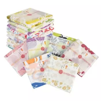 Tramparan Маленькое подарочное марлевое полотенце для рук Полотенце с напечатанным узором Индивидуально упакованный набор из 15 шт. Сделано в Японии Раздаточный материал Пенсионный перевод Перевод