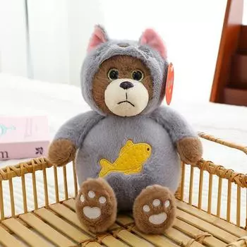 Transform Into A Bear Rabbit Crocodile Doll Children S Baby Soothing Doll Plush Toy Total length 30cm Sitting height 23cm (0.2kg) серый