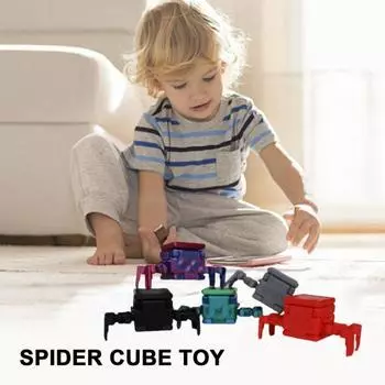 Трансформирующаяся игрушка-куб паук, 3D-печатная механическая фигурка паука, шарнирная трансформируемая фигурка паука, модель животного, игрушка, украшение для рабочего стола зелёный