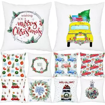 Трансграничная Amazon акварель Рождественская наволочка Подушка Автомобильная подушка для гостиной Производитель может быть настроен 40x40cm