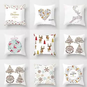 Трансграничная Amazon Рождественская белая наволочка Праздничный подарок Офисная подушка Чехол 40x40cm