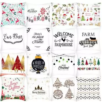 Трансграничная европейская и американская рождественская подушка с лосем, короткая плюшевая наволочка с принтом 40x40cm