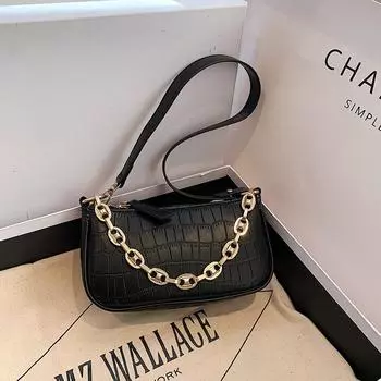 Трансграничная Instagram западная стильная цепочка для украшения персонализированная сумка 2024 Новая модная женская сумка на одно плечо с простым каменным узором