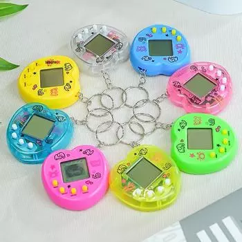 Трансграничная мини-игровая консоль Virtual Pet для детей - интерактивная электронная игрушка-подвеска синий