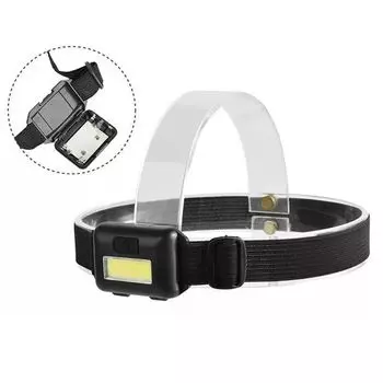Трансграничная мини-легкая пластиковая фара COB Нет. 7 светодиодных фонарей для кемпинга и рыбалки на головке с тремя батареями чёрный