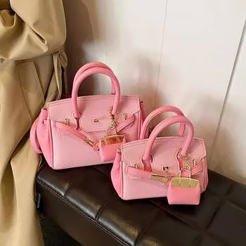 Трансграничная мода: Высококачественные женские сумки большой вместимости, сумки через плечо и через плечо в стиле инфлюенсеров Small розовый