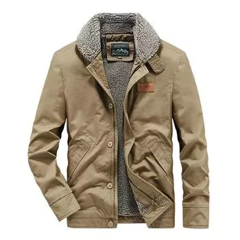 Трансграничная мужская куртка из чистого хлопка, повседневная свободная плюс бархатная толстая бархатная теплая осенне-зимняя куртка с лацканами, прямые продажи с фабрики XXXXL чёрный