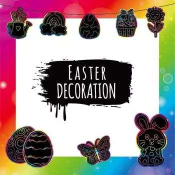 Трансграничная Пасха Соскребание Ручная работа DIY Инопланетянин Декоративное Соскребание Граффити Акварель Веселье Раннее Образование Просвещение Красочная Живопись розовый/чёрный