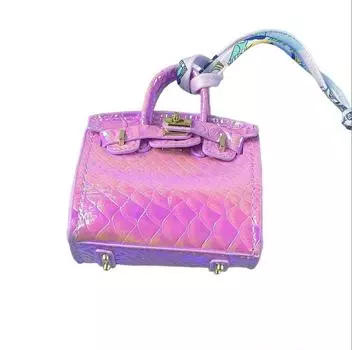 Трансграничная прямая трансляция Мини кожаная мини-сумка Платиновый кулон Маленькая сумка Помада Наушники Автомобильный ключ Сумка Милая сумка Подвесное украшение 7.5x3.5x6.5cm