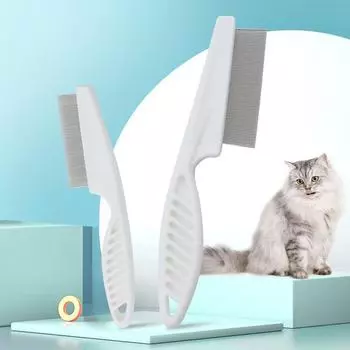 Трансграничная расческа для домашних животных: Гребень для вычесывания блох с густыми зубьями и стальными иглами для собак и кошек 14cm Small белый