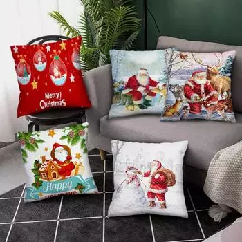 Трансграничная рождественская наволочка с Санта-Клаусом, домашний диван, квадратная подушка, поясничная подушка для сиденья 40x40cm