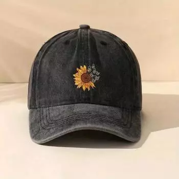 Трансграничная шляпа с цветами, стирка, печать, солнцезащитный уличный кепка, кепка с утиным козырьком, мужская, женская, однотонная, джинсовая кепка с подсолнухом