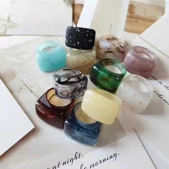 Трансграничное мужское и женское кольцо на хвостовике Индивидуальное кольцо из акриловой смолы Good Mike Ring Резиновый блок Многоцветный Смешанный цвет Европейский и американский 17mm