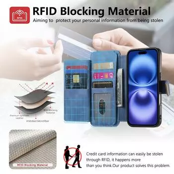 Трансграничное применение Чехол для мобильного телефона Apple 16 Pro Магнитная сумка для карт 14 Pro Кронштейн для хранения iPhone15 Защитный чехол iPhone 16 Pro Max синий