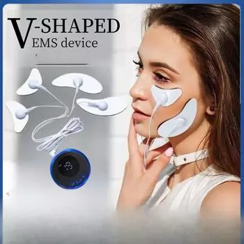 Трансграничное устройство для массажа лица EMS, низкочастотное микротоковое косметическое устройство, V-образный серповидный подтягивающий стимулятор мышц лица