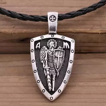 Трансграничное взрывное мужское ожерелье Архангел Св.. Защитный талисман «Щит Михаила» Русская православная подвеска