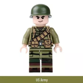 Трансграничные блоки Lego, совместимые с военными фигурками Второй мировой войны - Сборная головоломка с солдатами США US Army