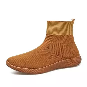 Трансграничные большие размеры, туфли-лодочки средней высоты на одной педали, повседневные туфли, с увеличением роста, легкие, эластичная мягкая подошва, нескользящие 35 коричневый